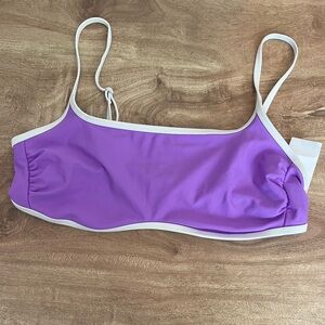 Wild Fable NWT Bikini Top Swimsuit Top Purple & White Size Large Athletic